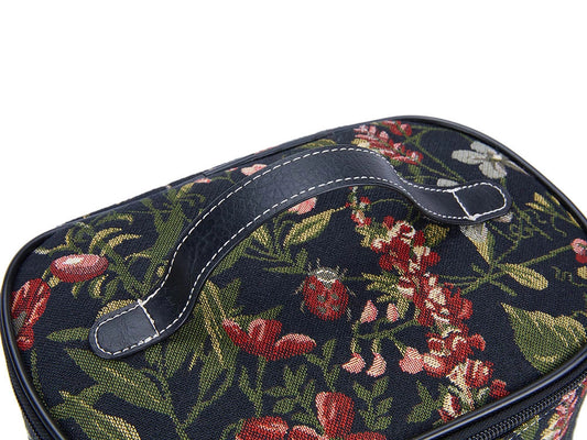 Morning Garden Black Toiletry Vanity Travel Bag
