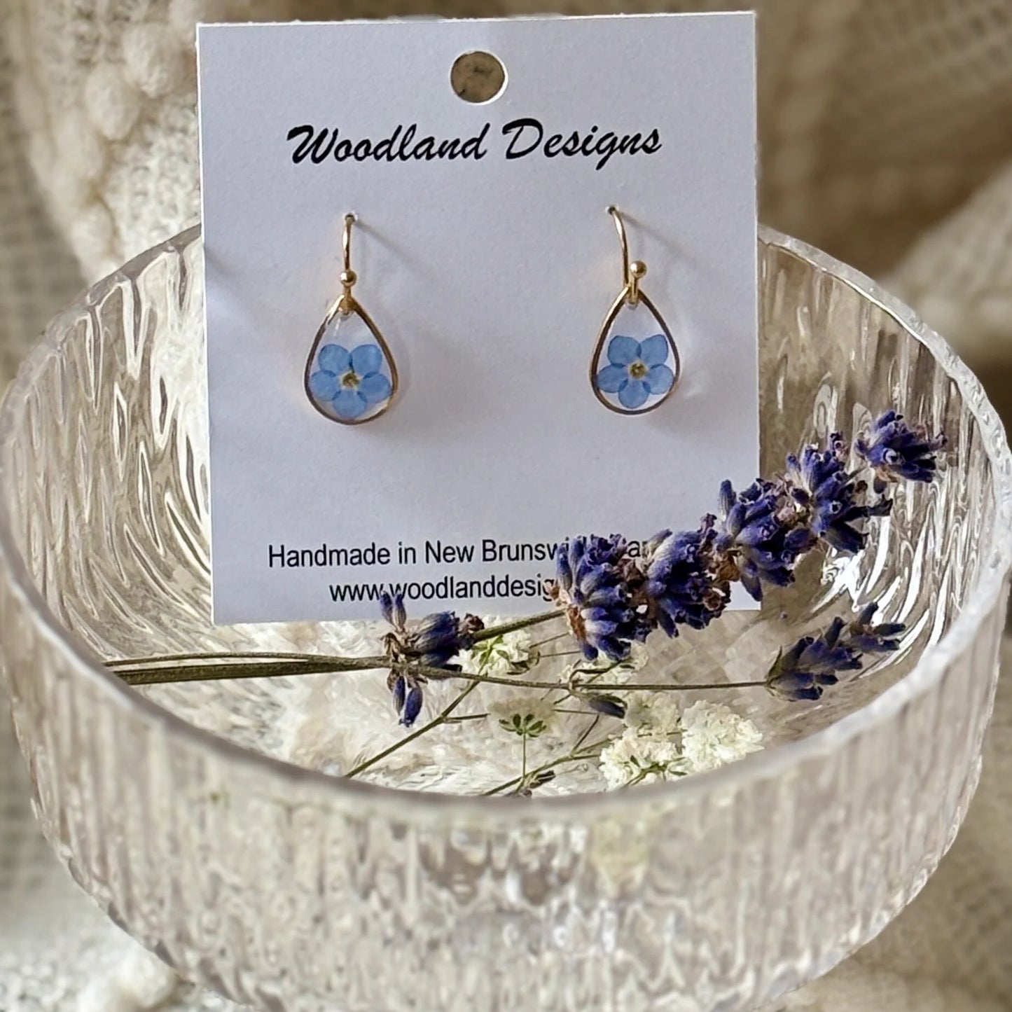 Forget-Me-Not Teardrop Hook Earrings