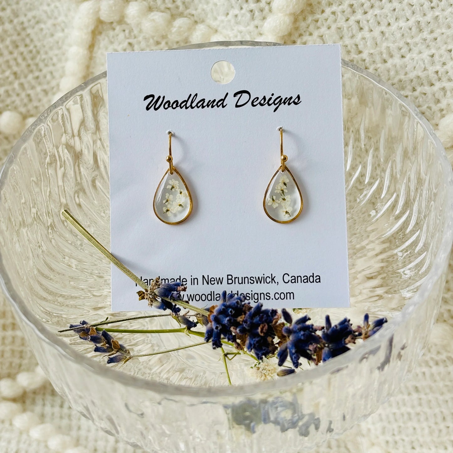 Queen Anne's Lace Teardrop Hook Earrings