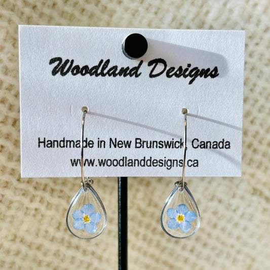 Forget-Me-Not Teardrop Hoop Earrings