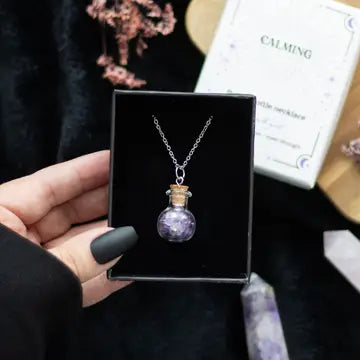 Crystal Chip Potion Bottle Necklace