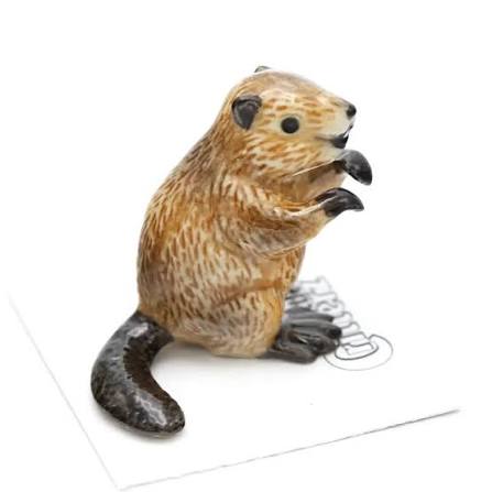 Beaver "Paddle" Miniature Porcelain Figurine