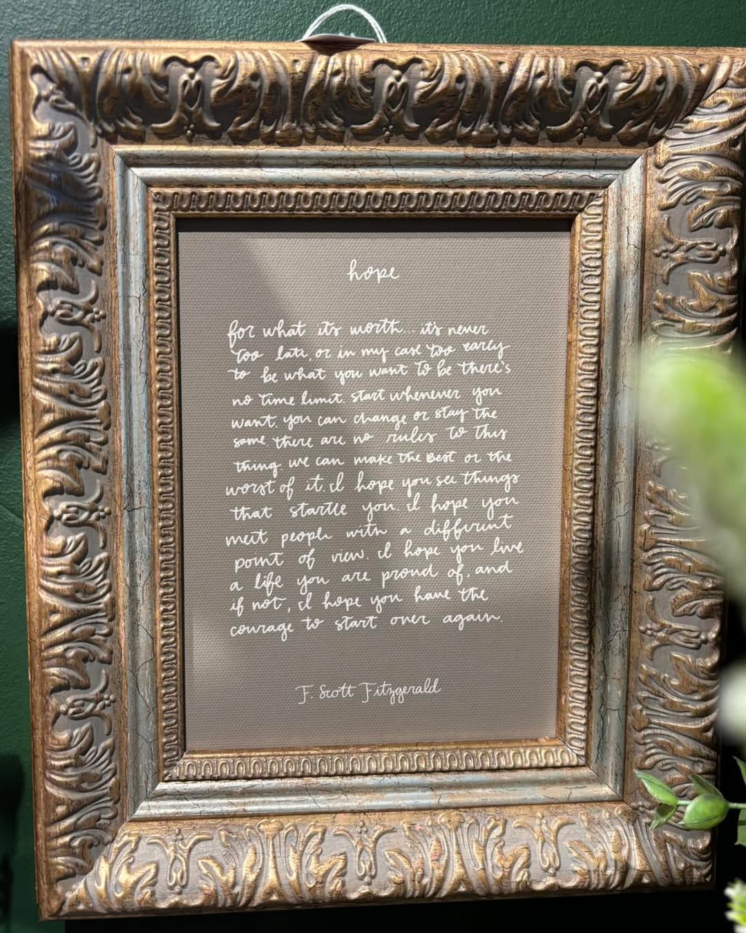 Hope Script Framed Antique Print 10" x 12"