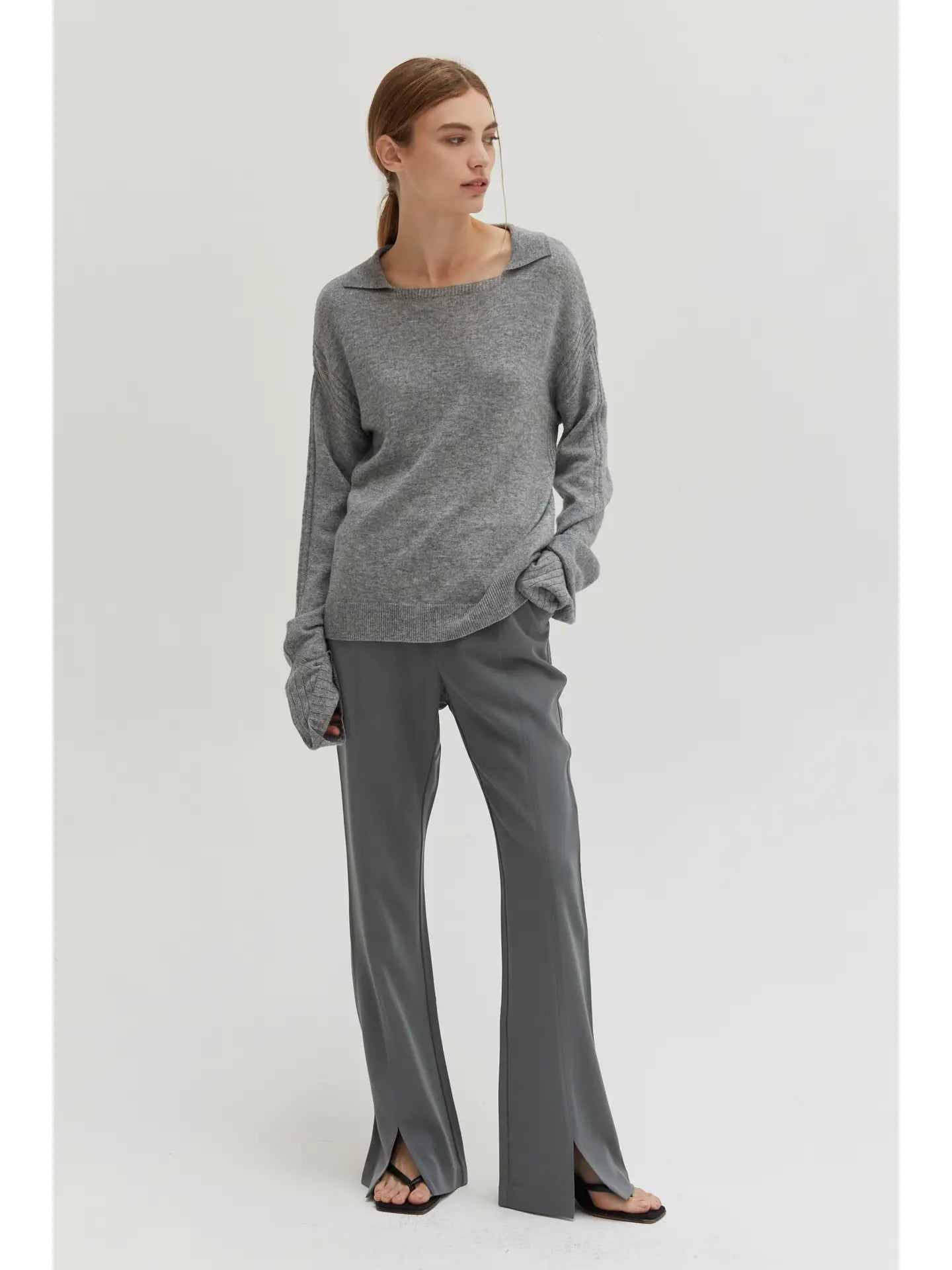 Maline Cashmere Softened Collared Sweater Top