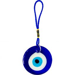 Glass Evil Eye Talisman 2.25" Round Blue