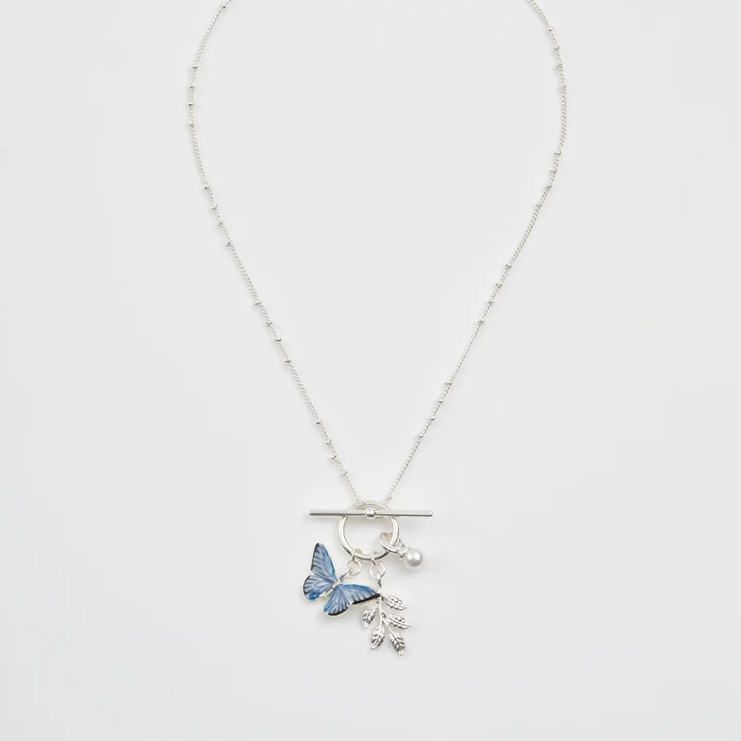 Blue Butterfly Silver Necklace