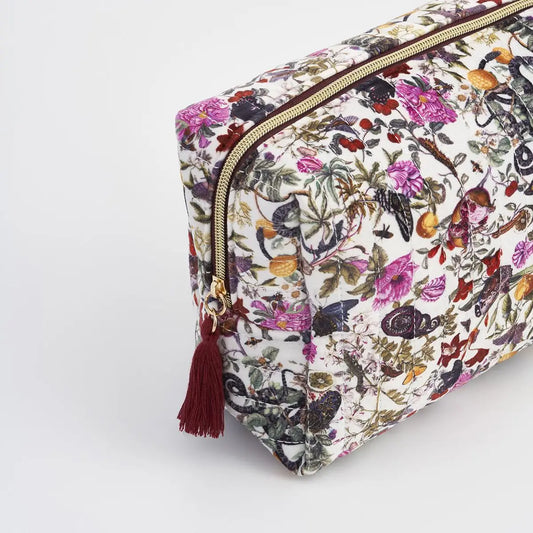 Fable Floral Engravings Large Velvet Cosmetic Bag