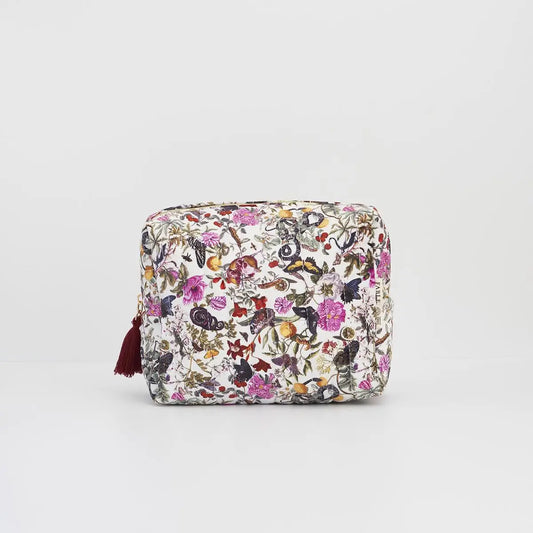 Fable Floral Engravings Large Velvet Cosmetic Bag