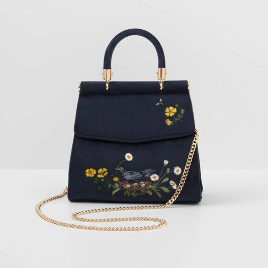 Blackbird Navy Mini Velvet Tote