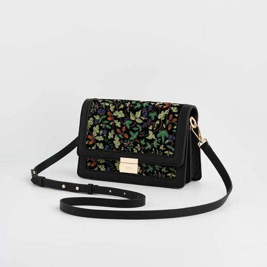 Black Embroidered Crossbody Bag