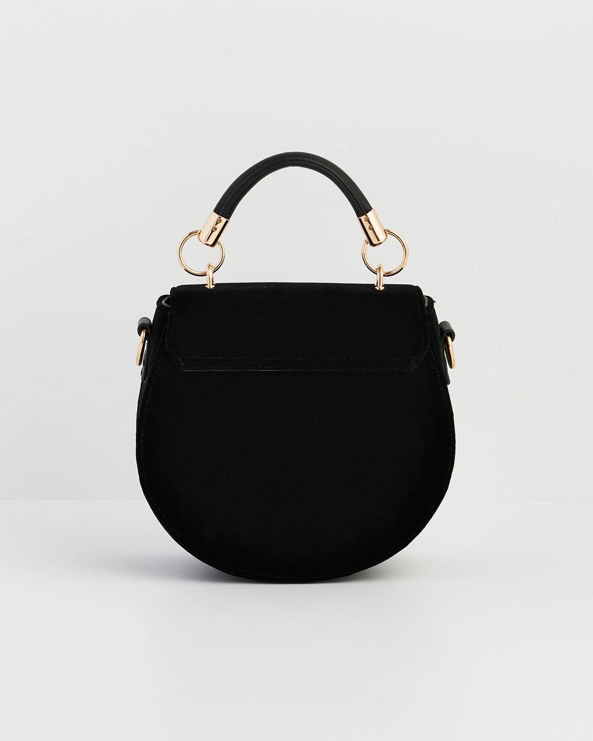 Fox & Owl Embroidered Black Top Handle Saddle Bag