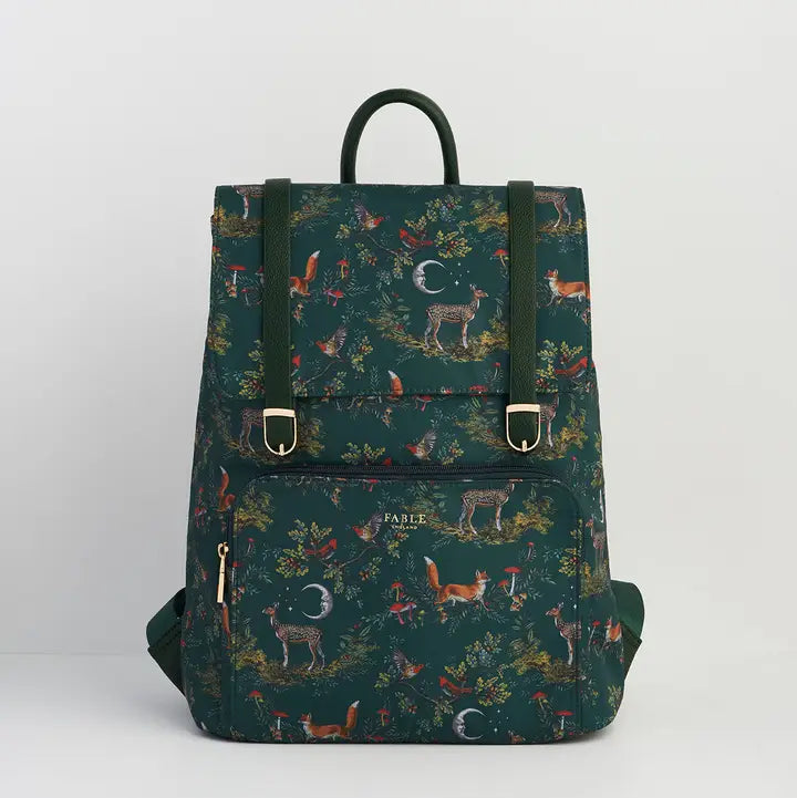 Into the Woods Green Buckle Medium Backpack