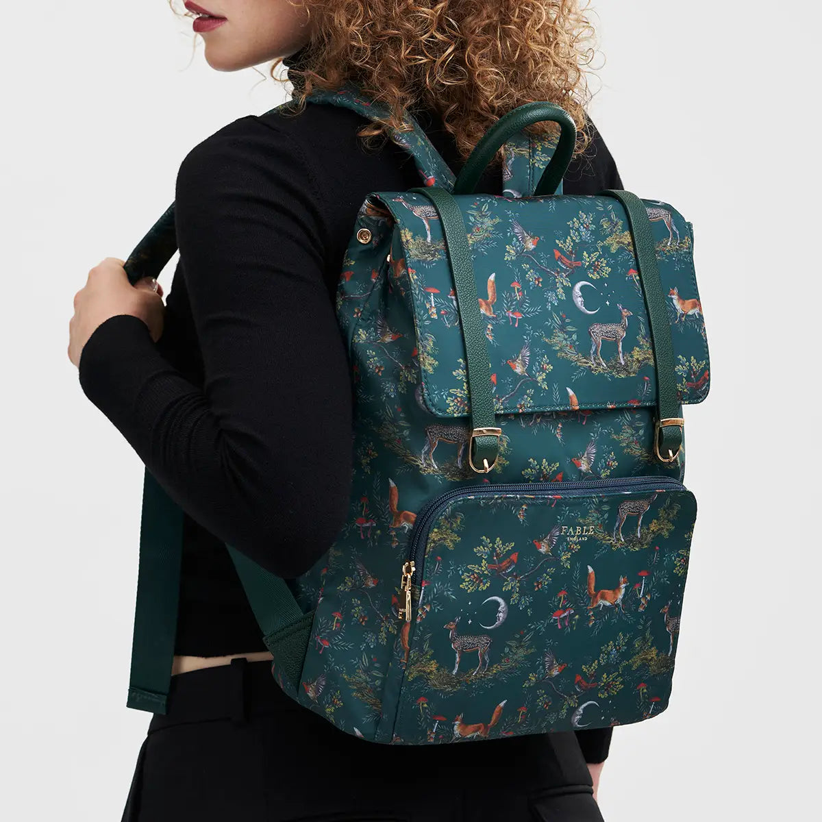 Into the Woods Green Buckle Medium Backpack