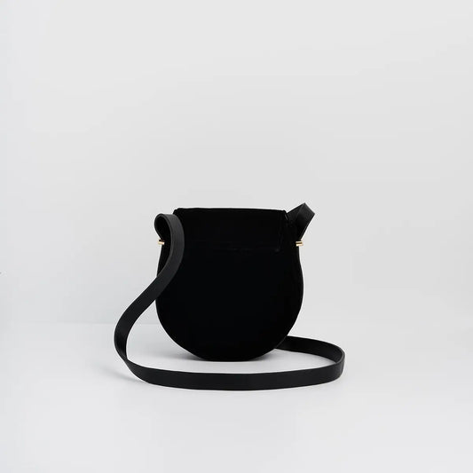 Black Dove & Floral Star Velvet Embroideried Saddle Bag