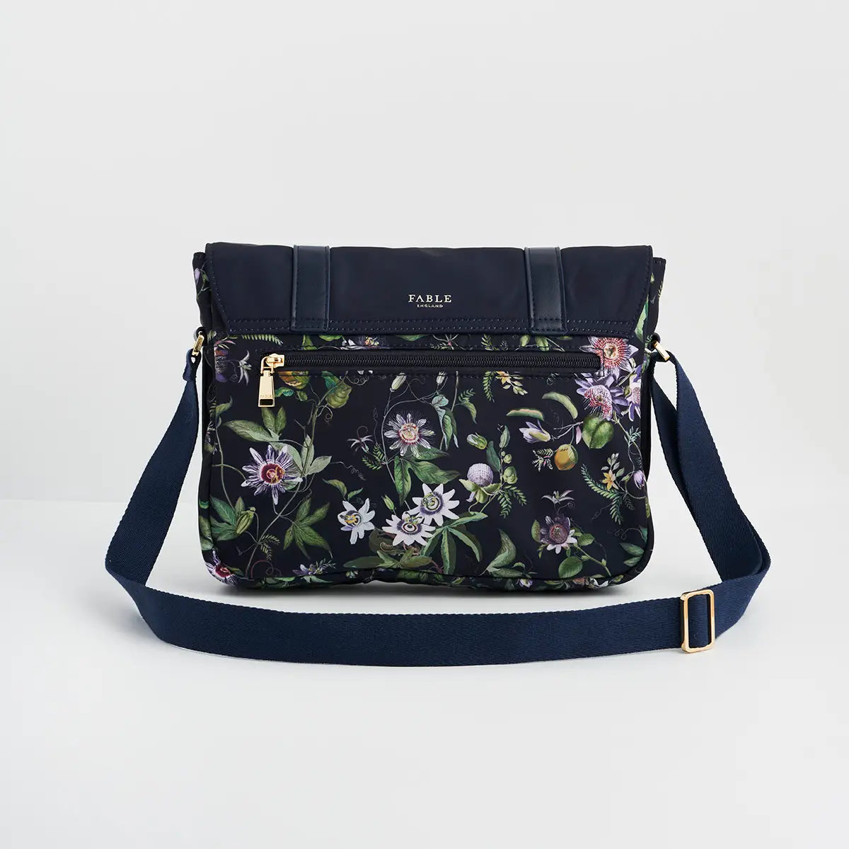 Passion Flower Navy Satchel
