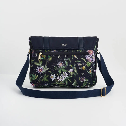 Passion Flower Navy Satchel