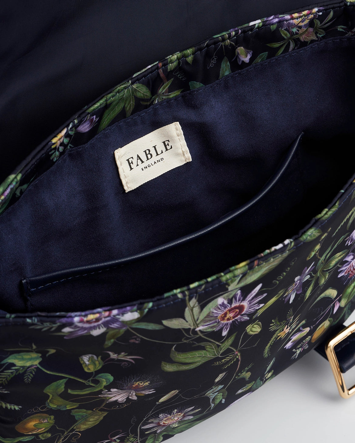 Passion Flower Navy Satchel