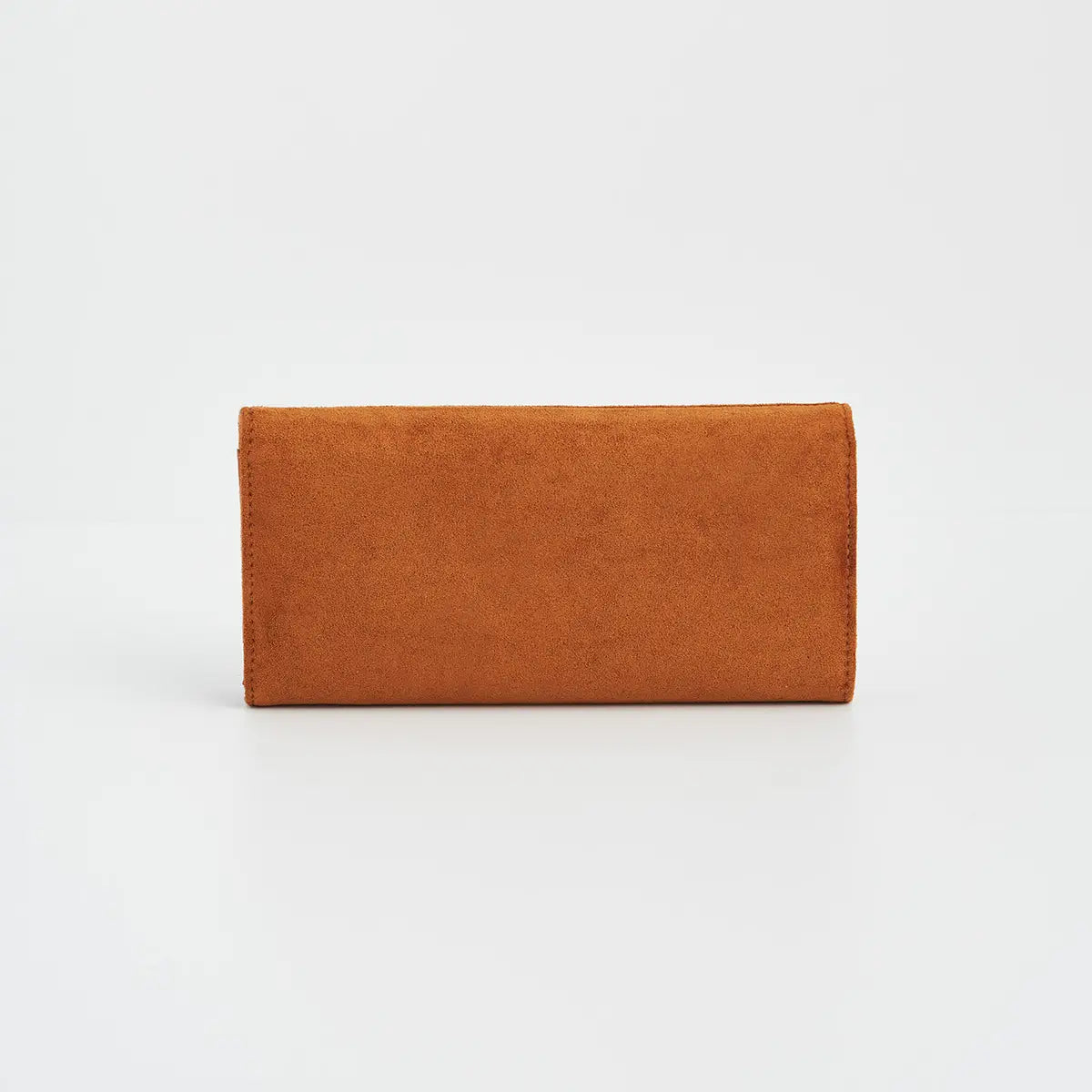 Floral Tan Faux Suede Embroidered Purse