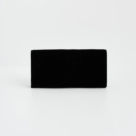 Botanical Black Velvet Embroidered Purse