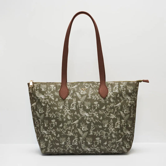 Edith Orla Scene Print Fable Tote Bag in Khaki