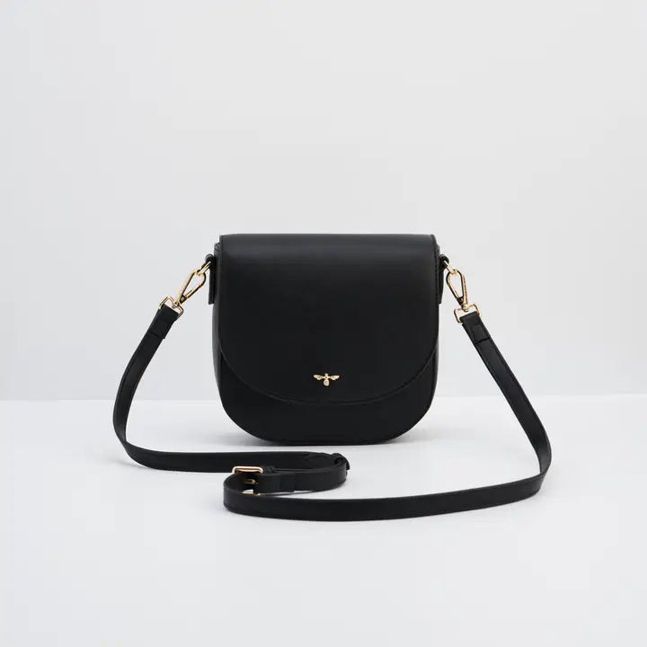 Beth Saddle Crossbody in Black