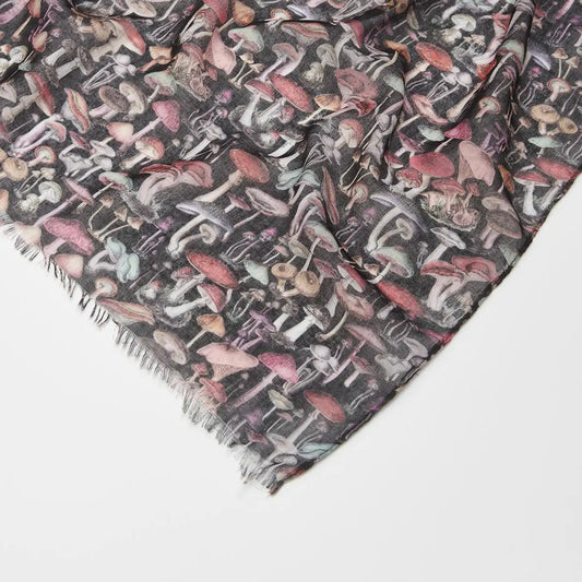 Fable Magical Mushroom Black Lightweight Scarf