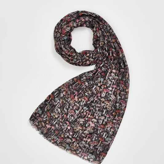 Fable Magical Mushroom Black Lightweight Scarf