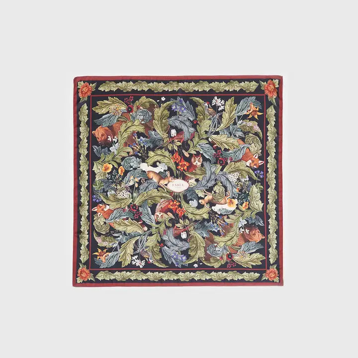 Green Woodland Solstice Square Fable Scarf 90 x 90cm