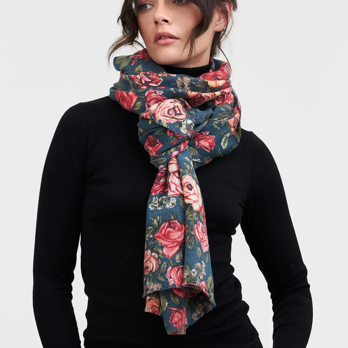 Fable Roses Teal Pashmina Scarf