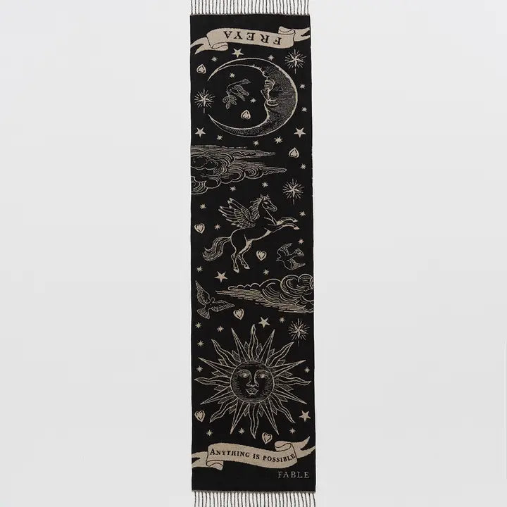 Black Freya Jacquard Doubleface Scarf