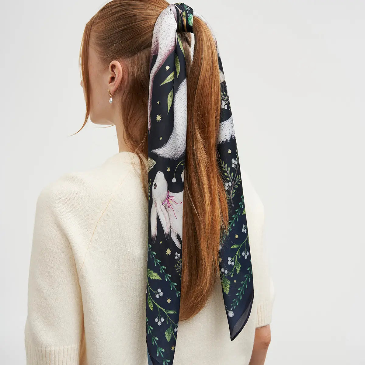 Niva Narrative Medium Square Fable Scarf in Navy