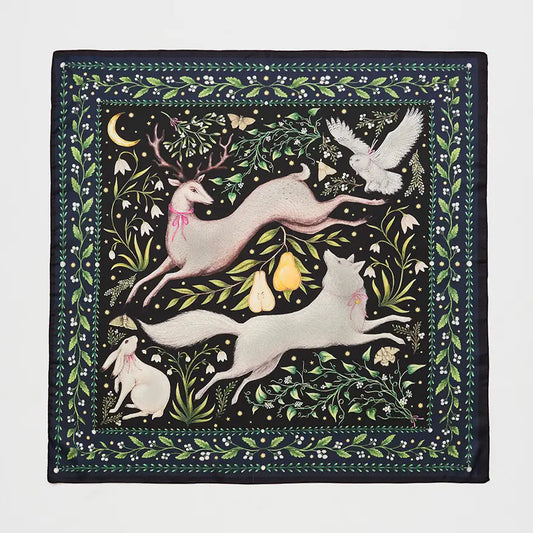 Niva Narrative Medium Square Fable Scarf in Navy