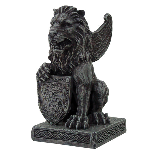 Lion Gargoyle Holding Shield