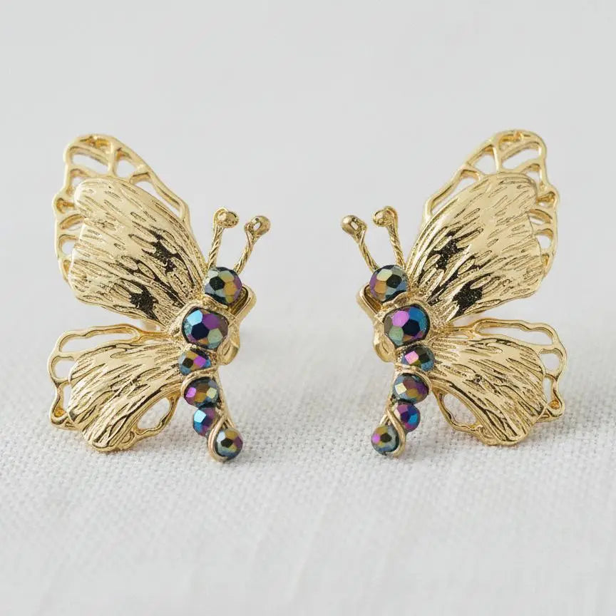 Vintage Hollow Double Layer Butterfly Drop Earrings