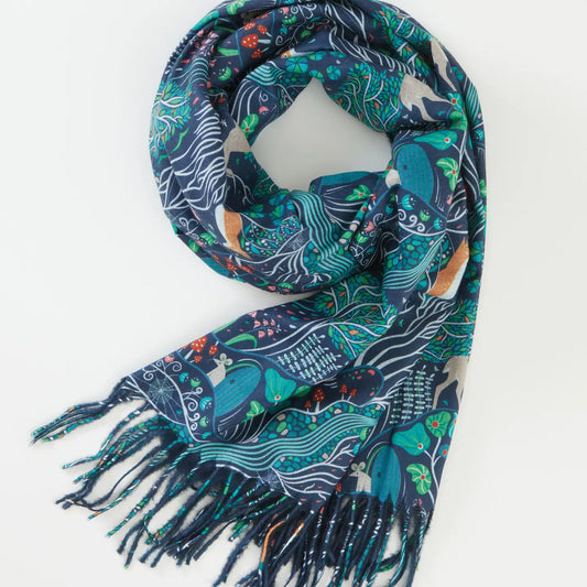 Fable the Enchanted Tree Thick Scarf - Navy