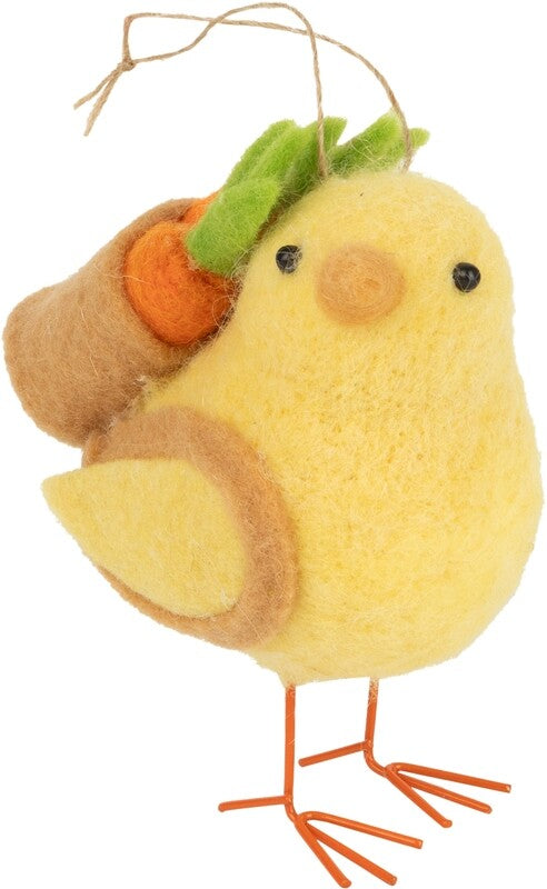 Felt Chick Carrying Basket of Carrots