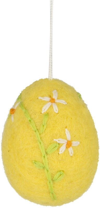 Felt Egg Ornament Embroidered Flower Pattern