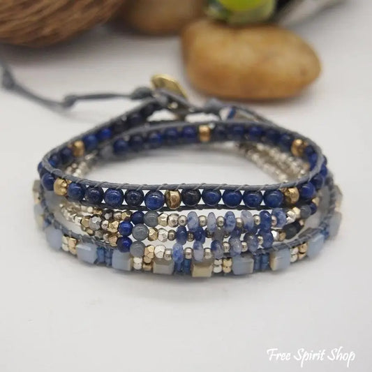 Blue Aventurine Bead Wrap Bracelet