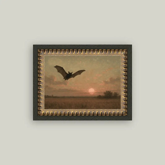 Bat At Dusk Framed Antique Art Print 7" x 5"