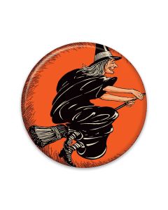 Vintage Halloween Flying Witch 2" Button