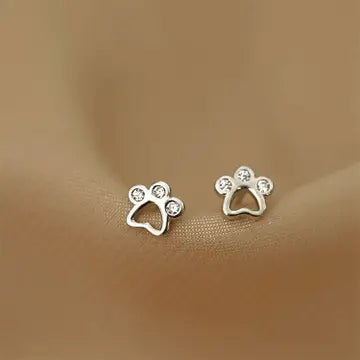 Dainty Dog Paw Stud Earrings in 925 Sterling Silver