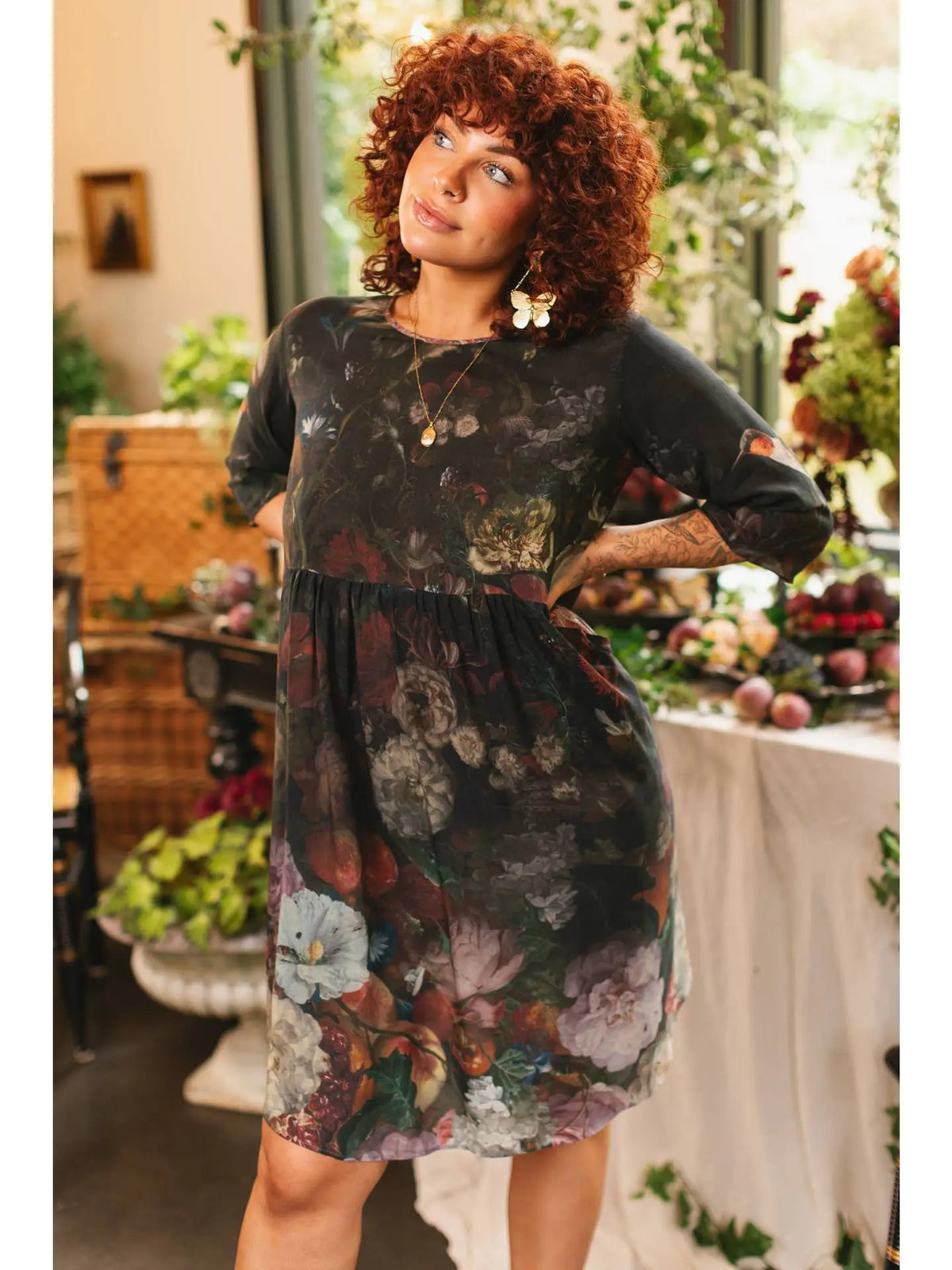 Flight of Fancy Artist Dress Tunic with Pockets & Hummingbirds by Market of Stars