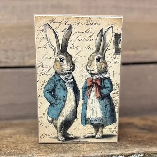 Vintage Bunny Postcard 4 x 6" Block