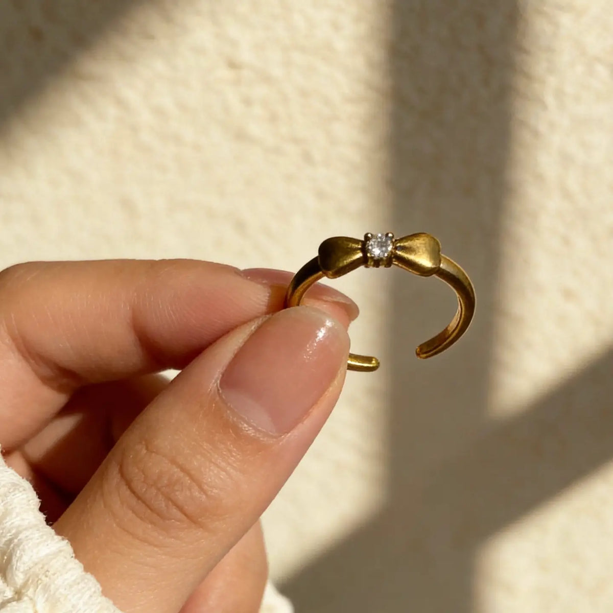Dainty Adjustable Ring with Crystal