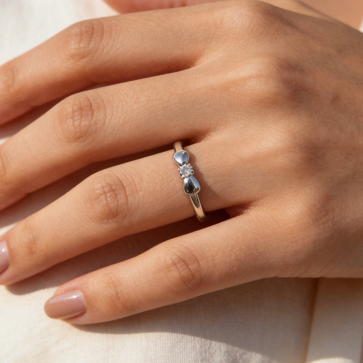 Dainty Adjustable Ring with Crystal
