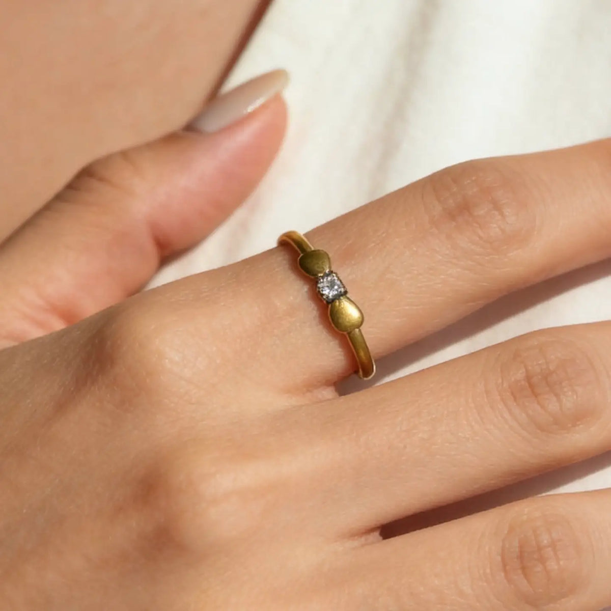 Dainty Adjustable Ring with Crystal