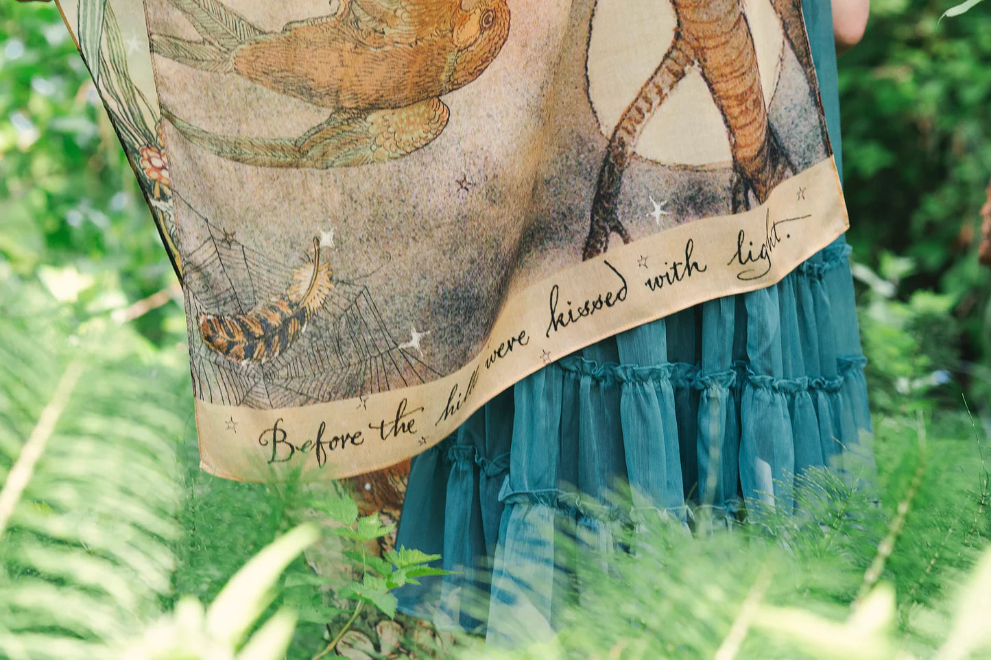 Lovelight Scarf With Woodland Deer, Swallow & Poetry By Market of Stars