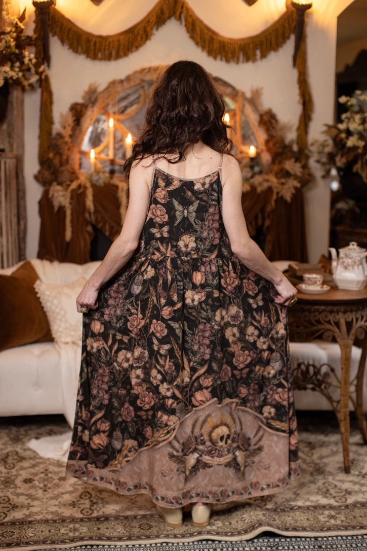 Momento Bohéme Long Maxi Slip Dress with Floral Print & Skullby Market of Stars