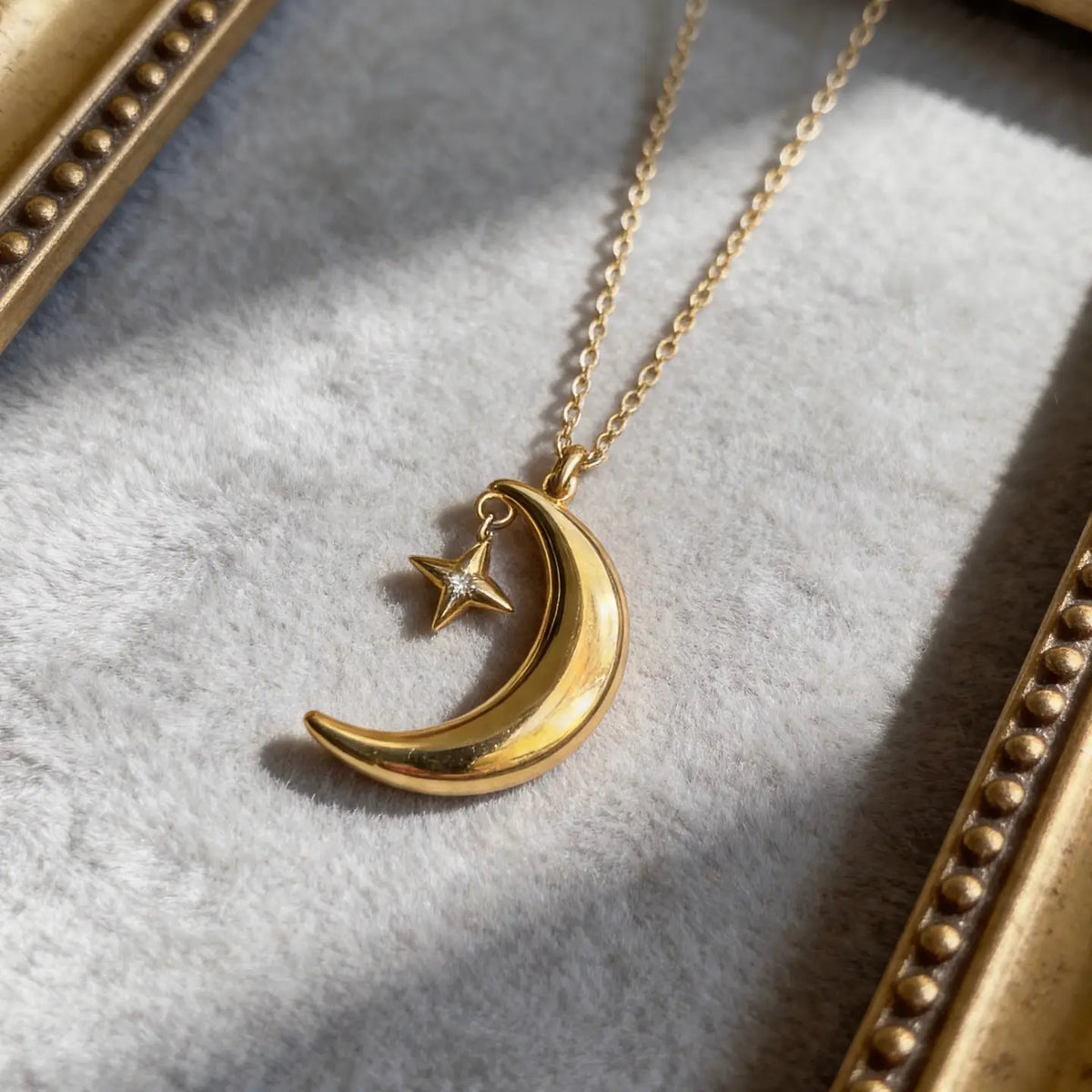 Crescent Moon Star Pendant Necklace