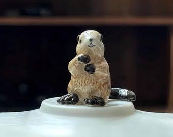 Beaver "Paddle" Miniature Porcelain Figurine